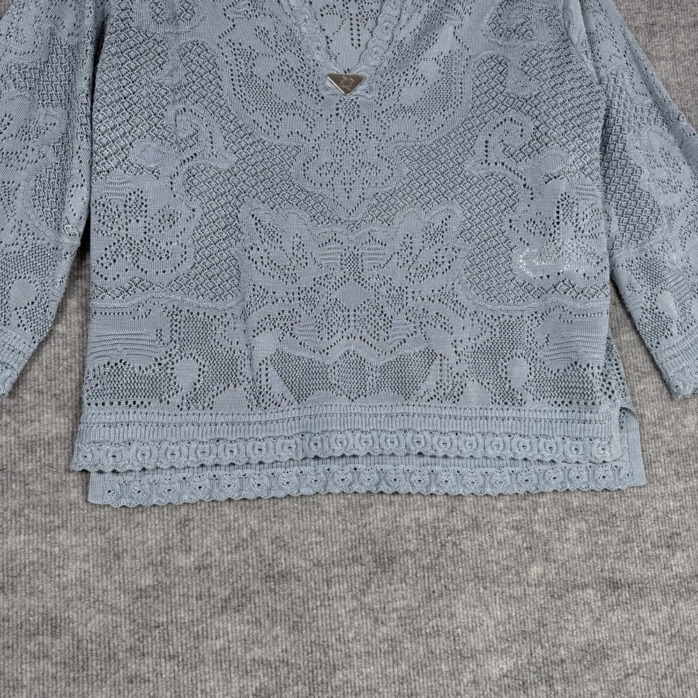 White House Black Market Size-M Womens Top Pointelle Stitch 3/4 Sleeve - Picture 9 of 11